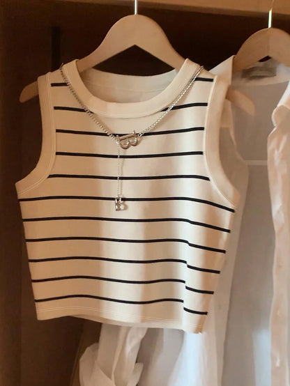 Resyla Women's Spring/Summer New Arrival Bestselling Striped, Polka Dot, Solid Color Printed Camisole Vest Tops, Versatile All-Match Fitted Style