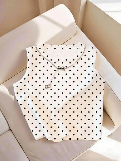 Resyla Women's Spring/Summer New Arrival Bestselling Striped, Polka Dot, Solid Color Printed Camisole Vest Tops, Versatile All-Match Fitted Style