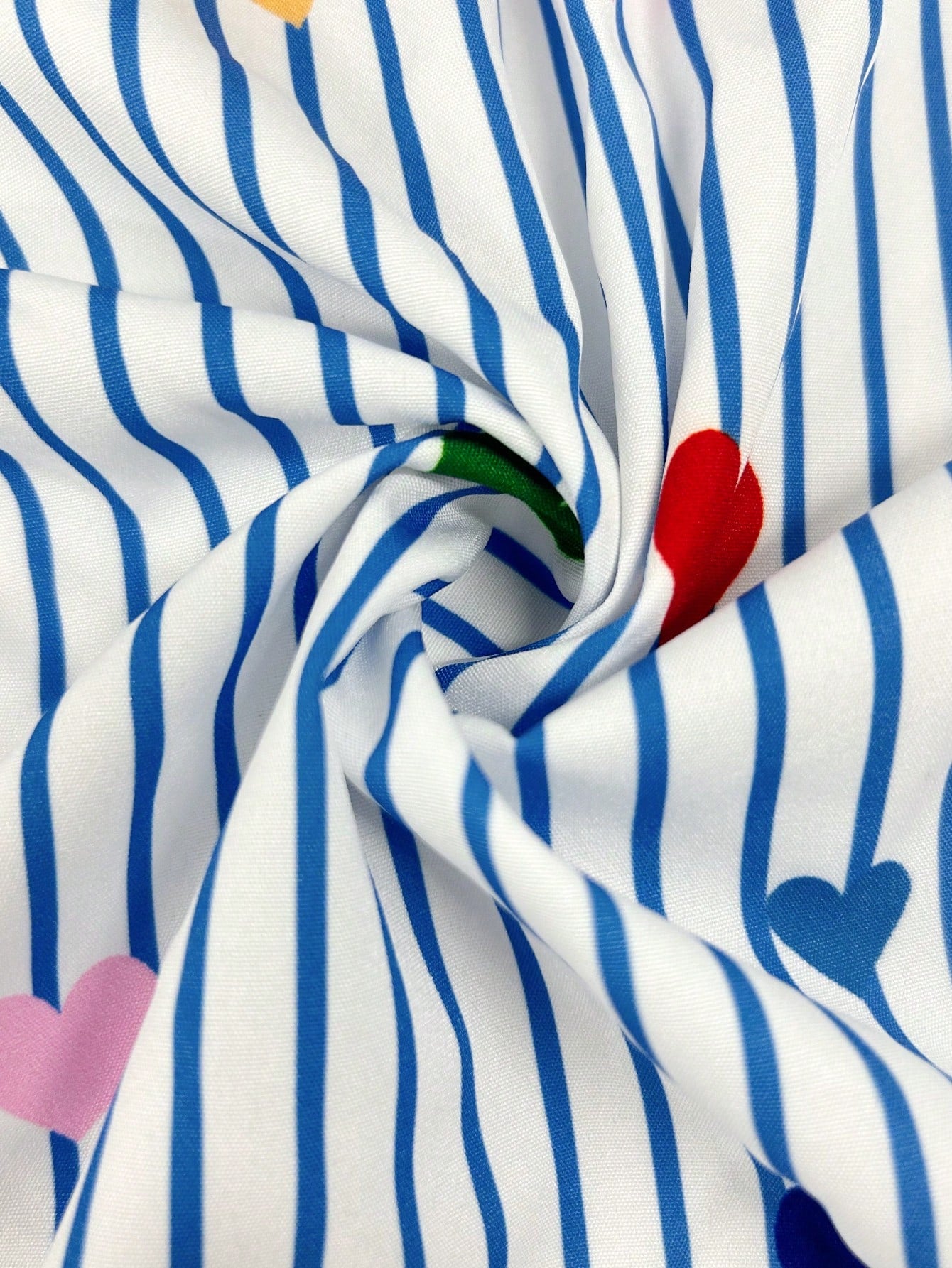 Resyla Women's Striped Heart Print Single-Breasted Casual Versatile Commuting Shirt