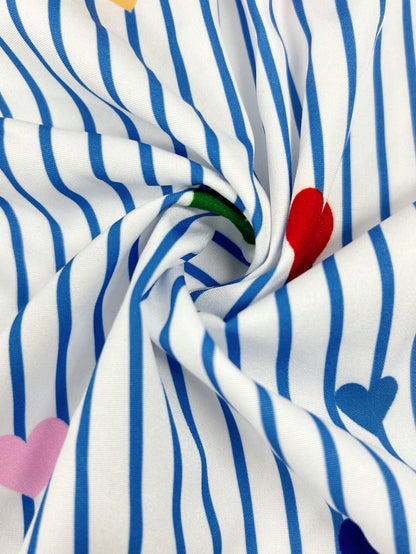 Resyla Women's Striped Heart Print Single-Breasted Casual Versatile Commuting Shirt