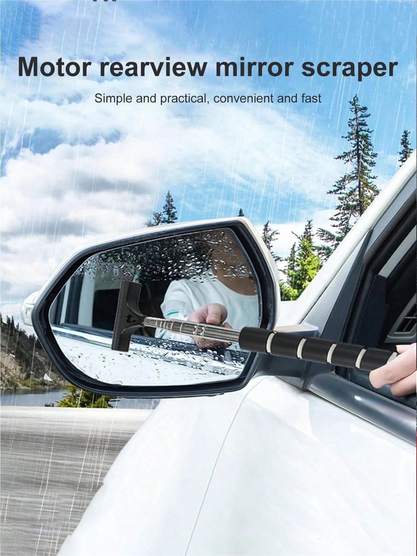 Retractable Car Side Mirror Wiper, Extendable Car Rearview Mirror Wiper, Retractable Car Glass Wiper, Cleaning Tool With Extendable Handle, Portable Cleaning Accessory For Car Interior And Exterior In