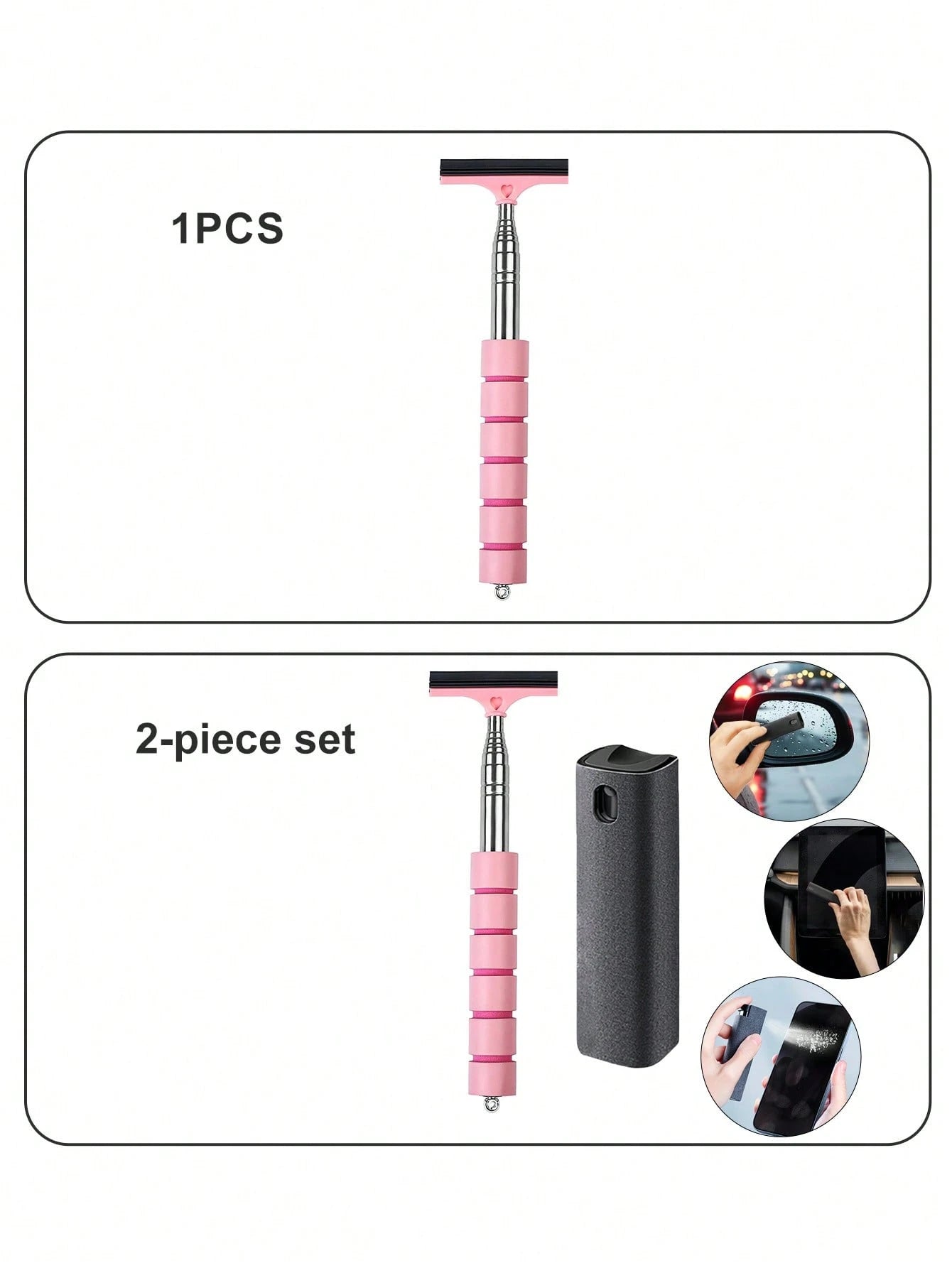 Retractable Car Side Mirror Wiper, Extendable Car Rearview Mirror Wiper, Retractable Car Glass Wiper, Cleaning Tool With Extendable Handle, Portable Cleaning Accessory For Car Interior And Exterior In