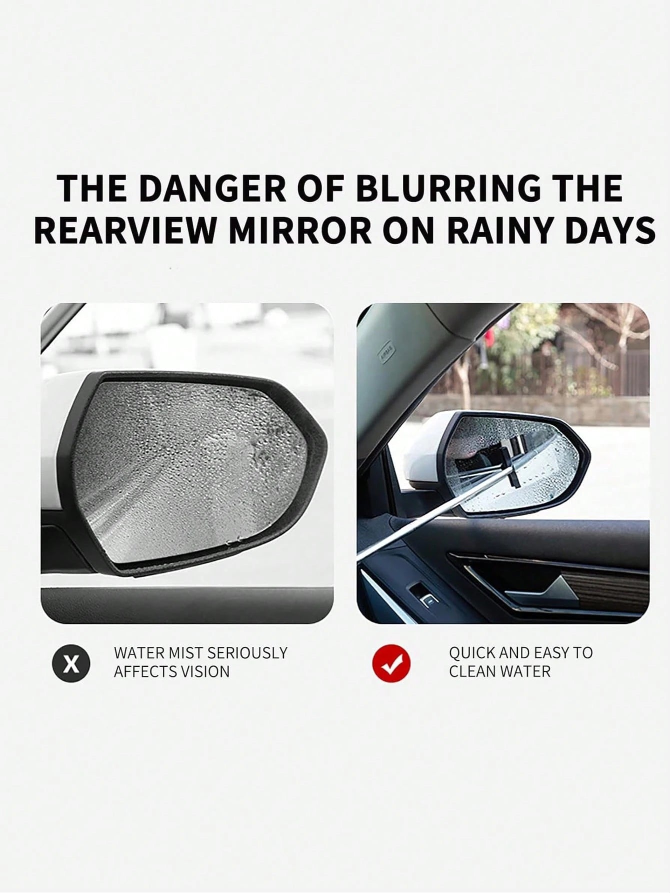 Retractable Car Side Mirror Wiper, Extendable Car Rearview Mirror Wiper, Retractable Car Glass Wiper, Cleaning Tool With Extendable Handle, Portable Cleaning Accessory For Car Interior And Exterior In