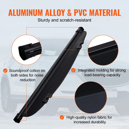 Retractable Cargo Cover For Mazda, Upgraded Waterproof Trunk Cover Security Shield Shade For Mazda CX-5 2017-2025 5-Seater, UV Resistant Rear Trunk Cover, Aluminum Alloy & PVC Leather Texture