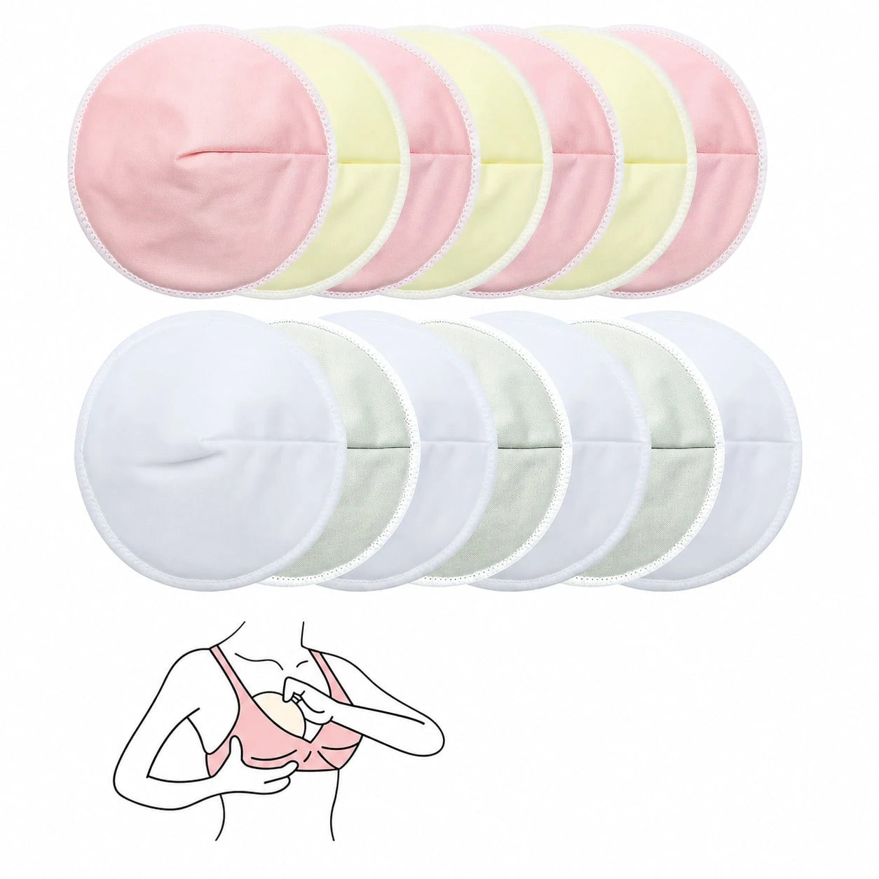 Reusable Breast Pads, Washable- Leak-Proof Breast Pads- Ultra-Absorbent Breast Pads (Large 4.7 Inch) (Random Color)