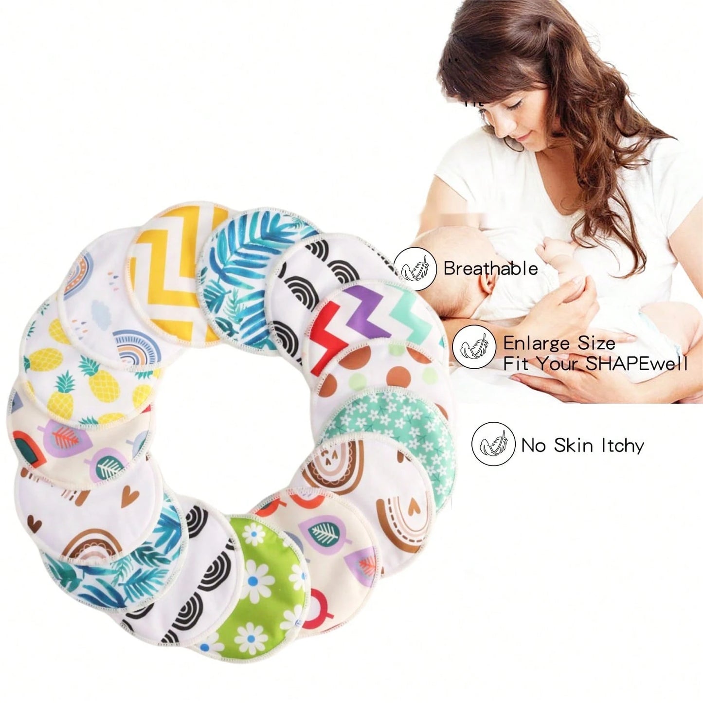 Reusable Breast Pads, Washable- Leak-Proof Breast Pads- Ultra-Absorbent Breast Pads (Large 4.7 Inch) (Random Color)