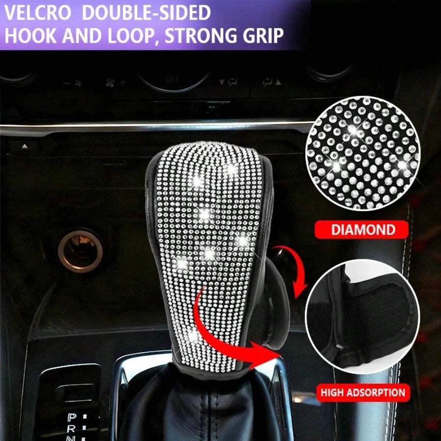 Rhinestone Car Gear Shift Cover, Full Bling Auto Manual Automatic Gear Knob Cover, Sparkling Car Interior Decor Accessories