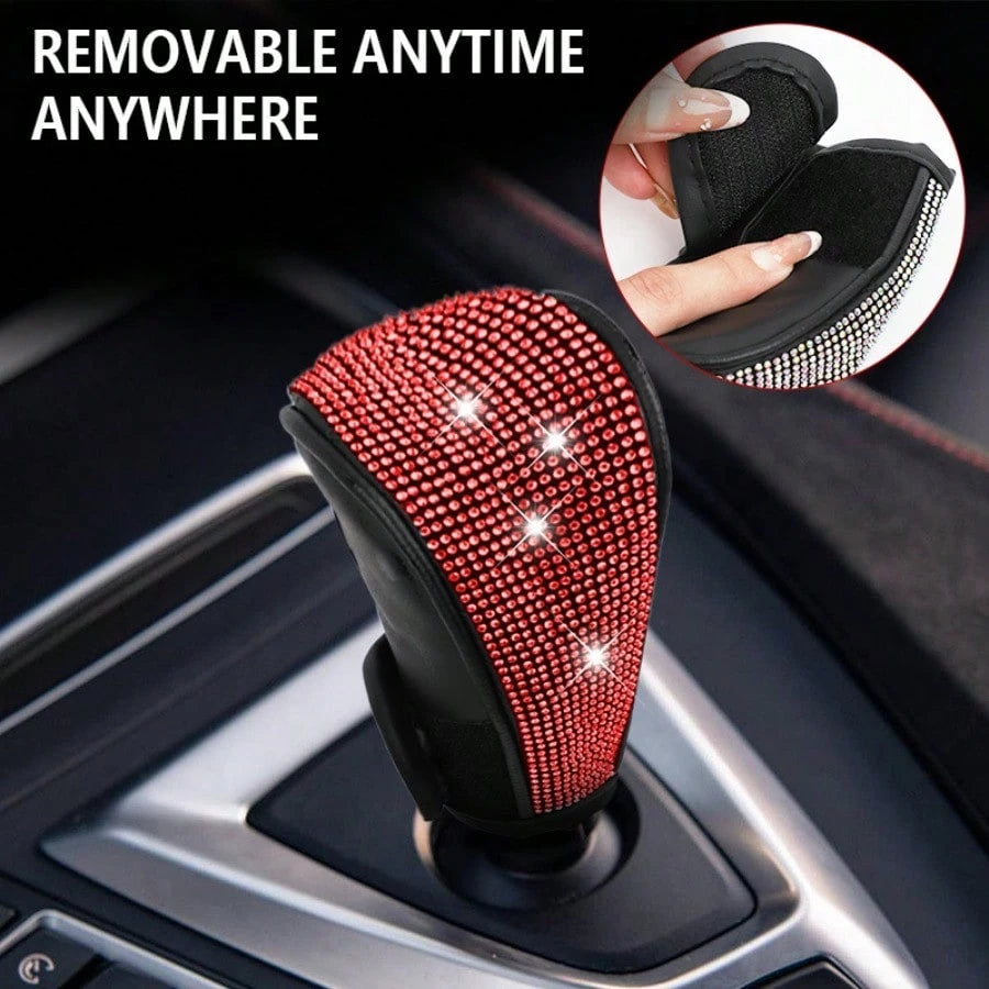 Rhinestone Car Gear Shift Cover, Full Bling Auto Manual Automatic Gear Knob Cover, Sparkling Car Interior Decor Accessories