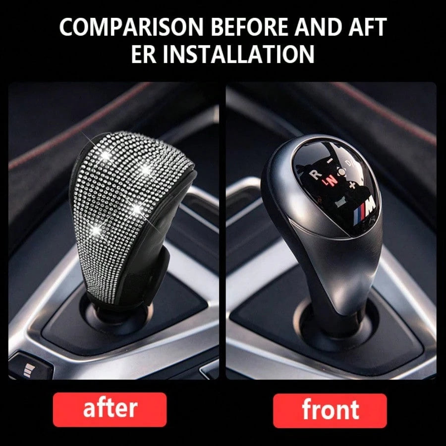Rhinestone Car Gear Shift Cover, Full Bling Auto Manual Automatic Gear Knob Cover, Sparkling Car Interior Decor Accessories