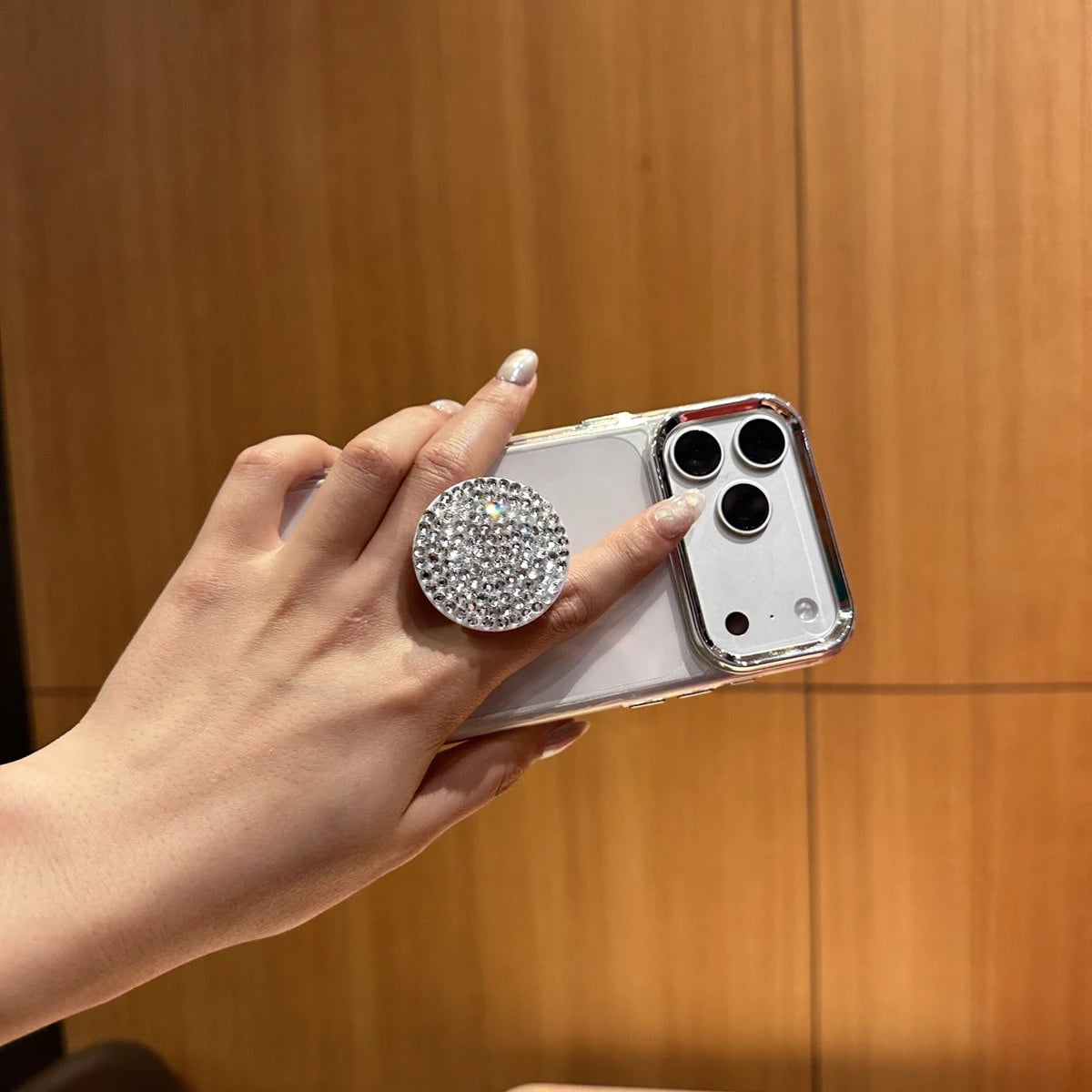 Rhinestone Metal Phone Stand Ring Decor Eye-Catching Phone Grip, Suitable For IPhone And Android Phones, Birthday, Family, Friend Gift, Push-Pull Phone Grip, Phone Stand, Phone Accessories