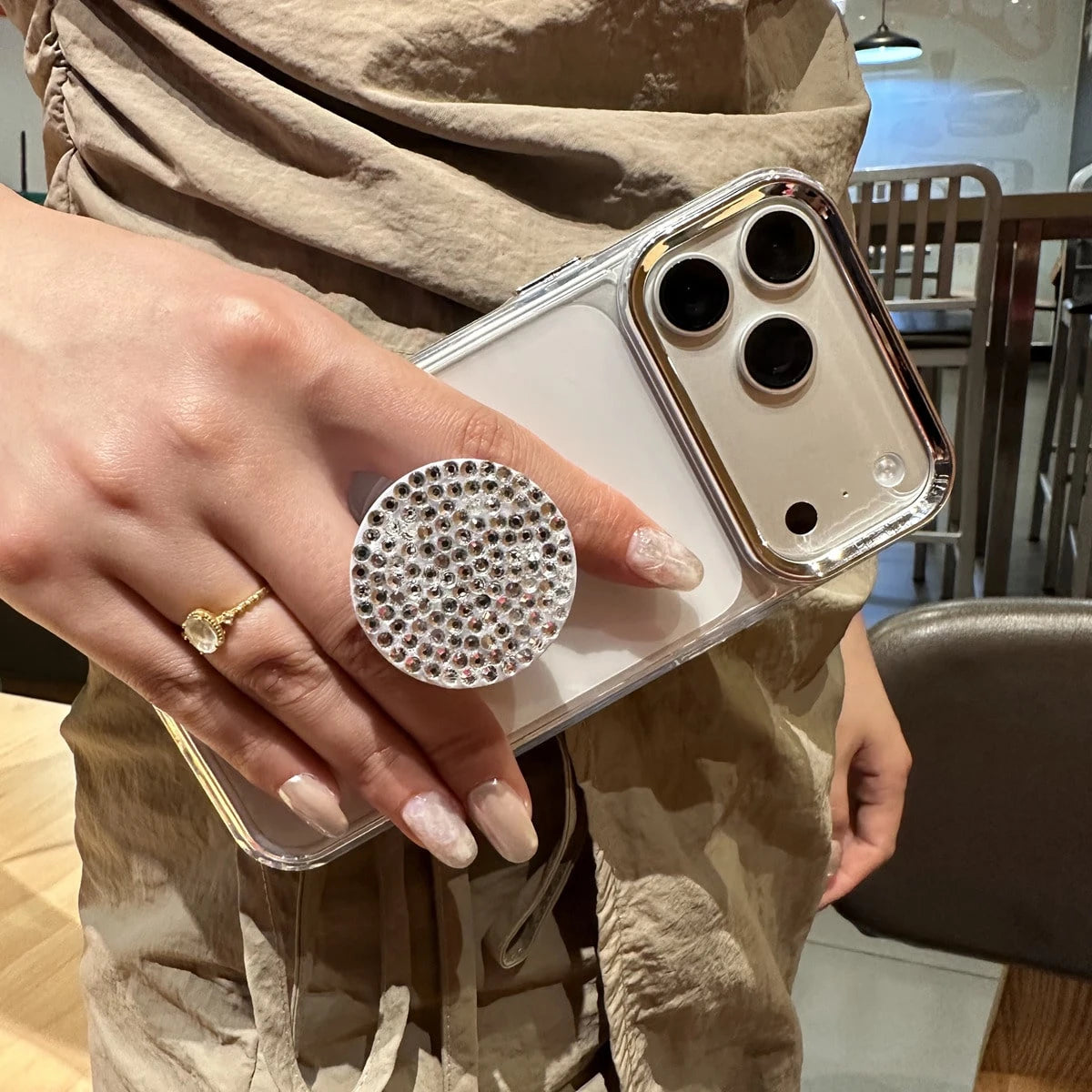 Rhinestone Metal Phone Stand Ring Decor Eye-Catching Phone Grip, Suitable For IPhone And Android Phones, Birthday, Family, Friend Gift, Push-Pull Phone Grip, Phone Stand, Phone Accessories