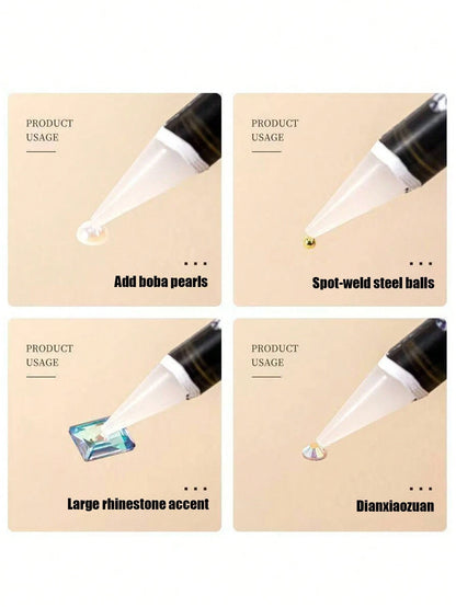 Rhinestone Wax Pencil (With Sharpener) Quick-Dry Wax Pencil, 4 Colors Available, For Picking And Pasting Rhinestones, Gems, Studs And Other Nail Art Decorations