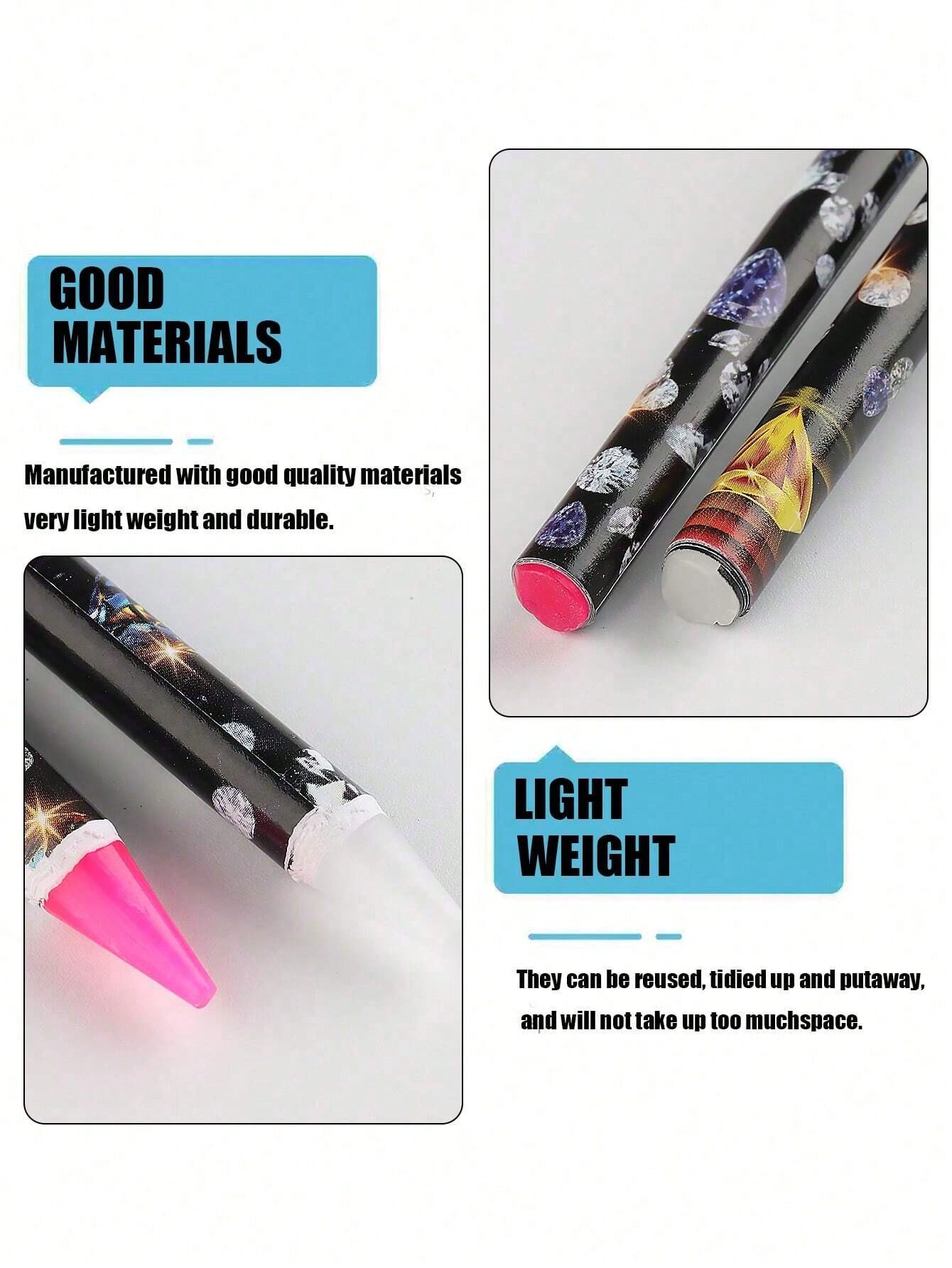 Rhinestone Wax Pencil (With Sharpener) Quick-Dry Wax Pencil, 4 Colors Available, For Picking And Pasting Rhinestones, Gems, Studs And Other Nail Art Decorations