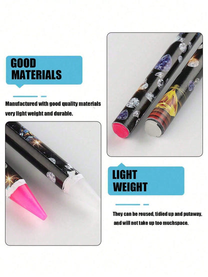 Rhinestone Wax Pencil (With Sharpener) Quick-Dry Wax Pencil, 4 Colors Available, For Picking And Pasting Rhinestones, Gems, Studs And Other Nail Art Decorations