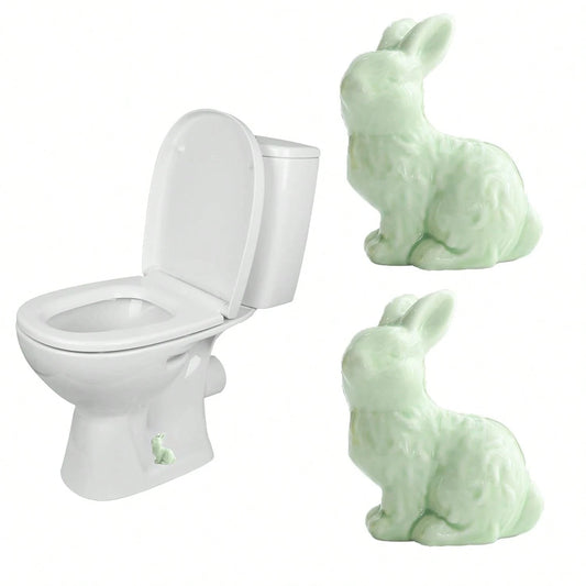 RJINYENS Toilet Bolt Caps, 2 Pcs Ceramic Bunny Decorative Toilet Bolt Covers, Toilet Screw Covers Decorative, Toilet Bolt Figurine, Cute Bathroom