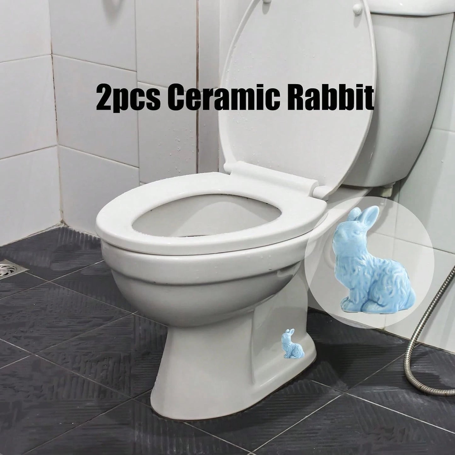 RJINYENS Toilet Bolt Caps, 2 Pcs Ceramic Bunny Decorative Toilet Bolt Covers, Toilet Screw Covers Decorative, Toilet Bolt Figurine, Cute Bathroom