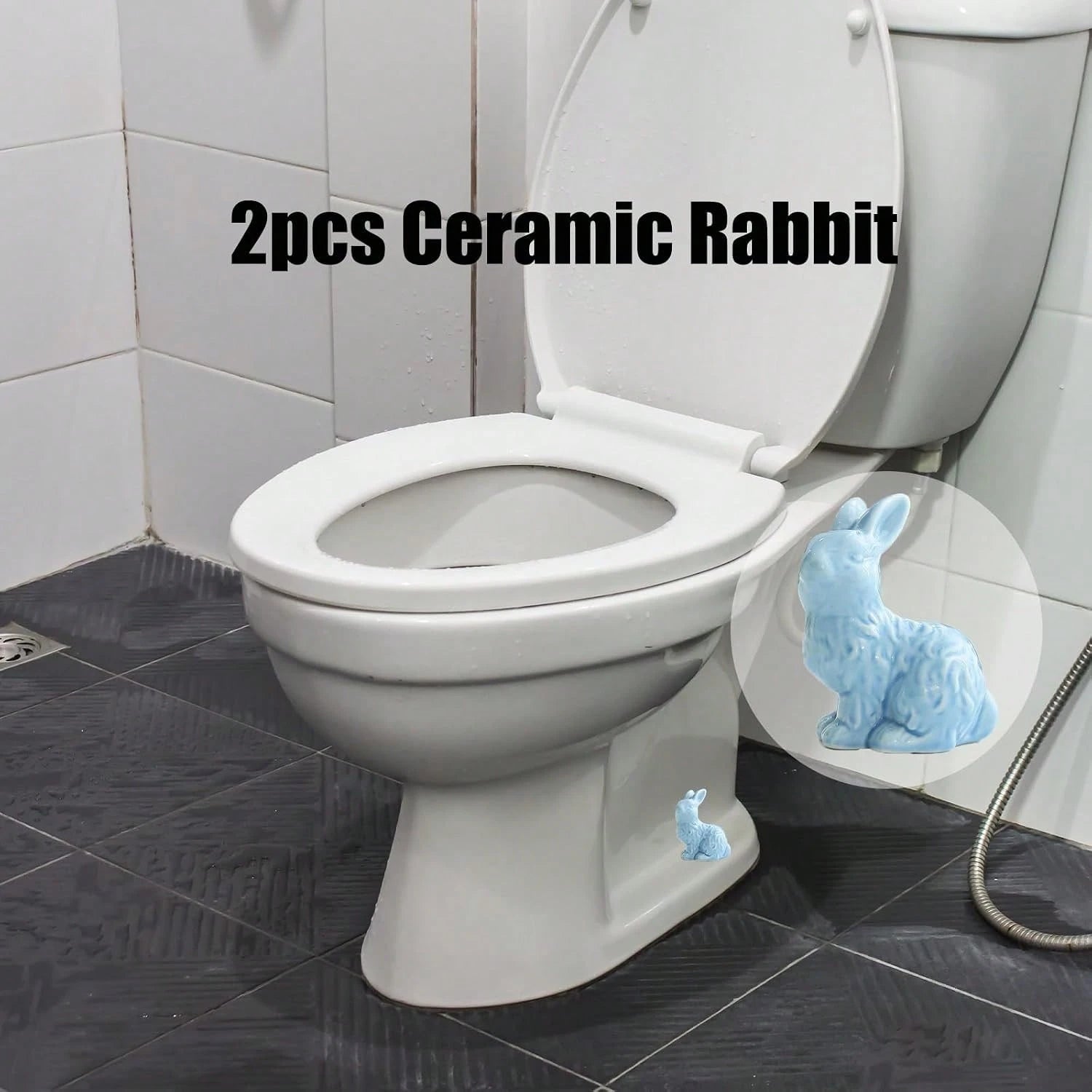 RJINYENS Toilet Bolt Caps, 2 Pcs Ceramic Bunny Decorative Toilet Bolt Covers, Toilet Screw Covers Decorative, Toilet Bolt Figurine, Cute Bathroom
