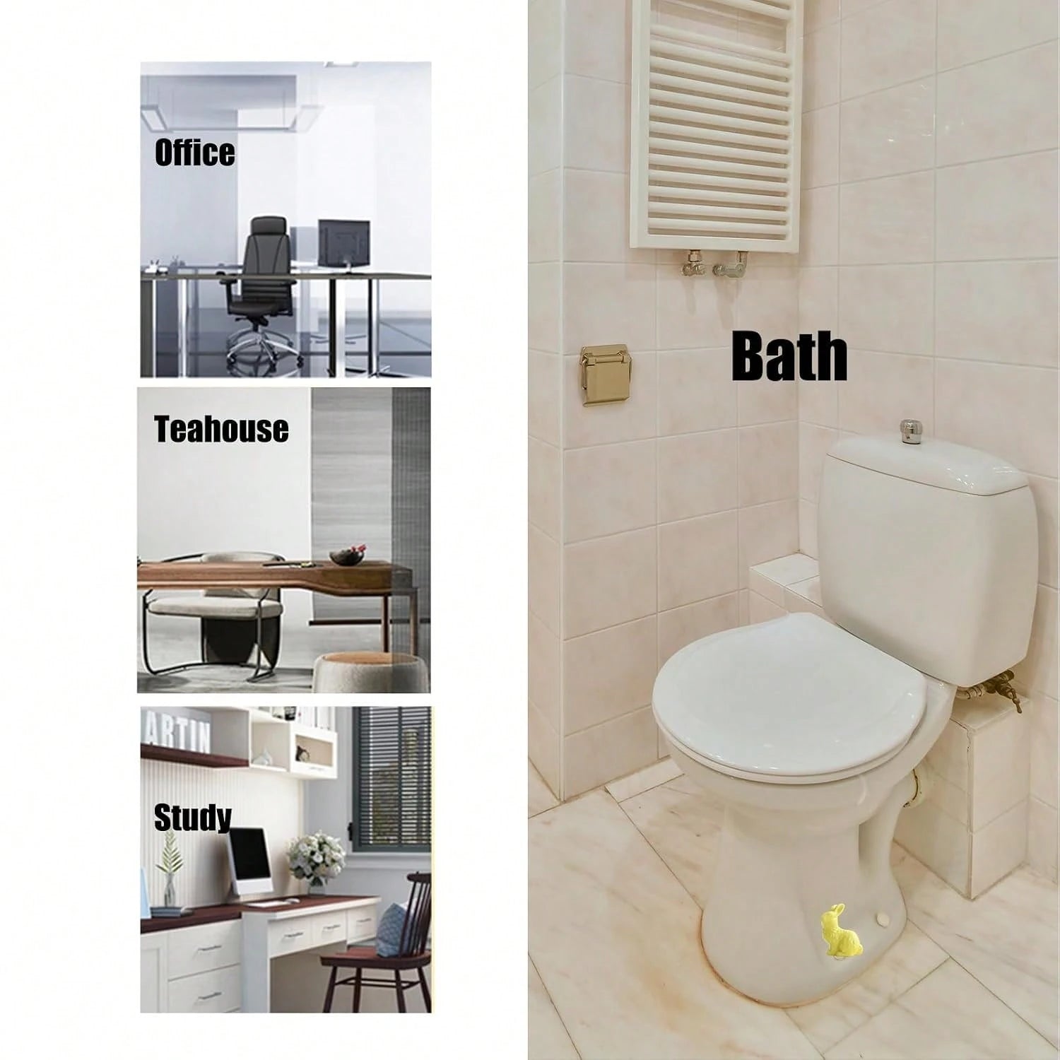 RJINYENS Toilet Bolt Caps, 2 Pcs Ceramic Bunny Decorative Toilet Bolt Covers, Toilet Screw Covers Decorative, Toilet Bolt Figurine, Cute Bathroom