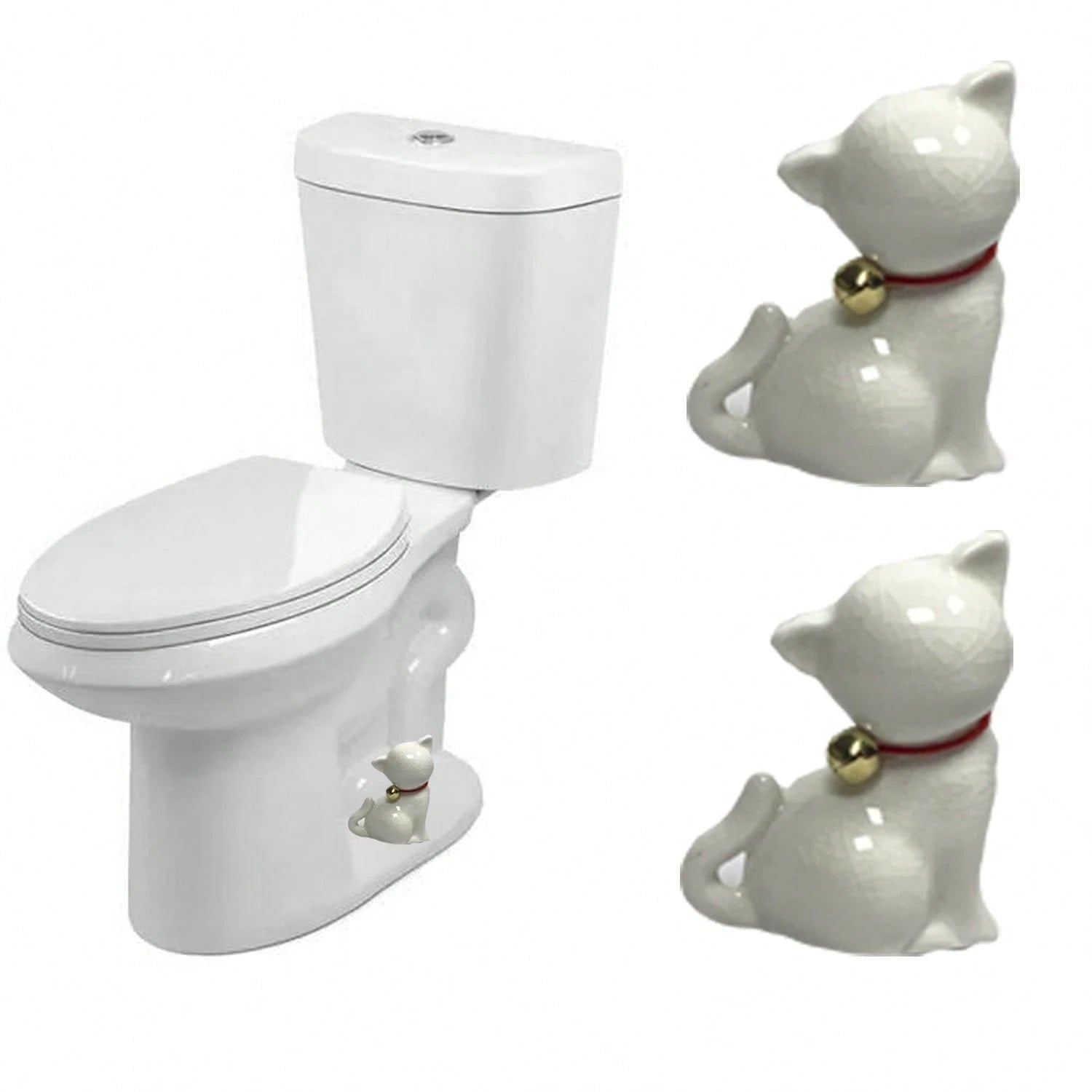 RJINYENS Toilet Bolt Caps, 2 Pcs Ceramic Bunny Decorative Toilet Bolt Covers, Toilet Screw Covers Decorative, Toilet Bolt Figurine, Cute Bathroom