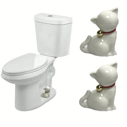 RJINYENS Toilet Bolt Caps, 2 Pcs Ceramic Bunny Decorative Toilet Bolt Covers, Toilet Screw Covers Decorative, Toilet Bolt Figurine, Cute Bathroom