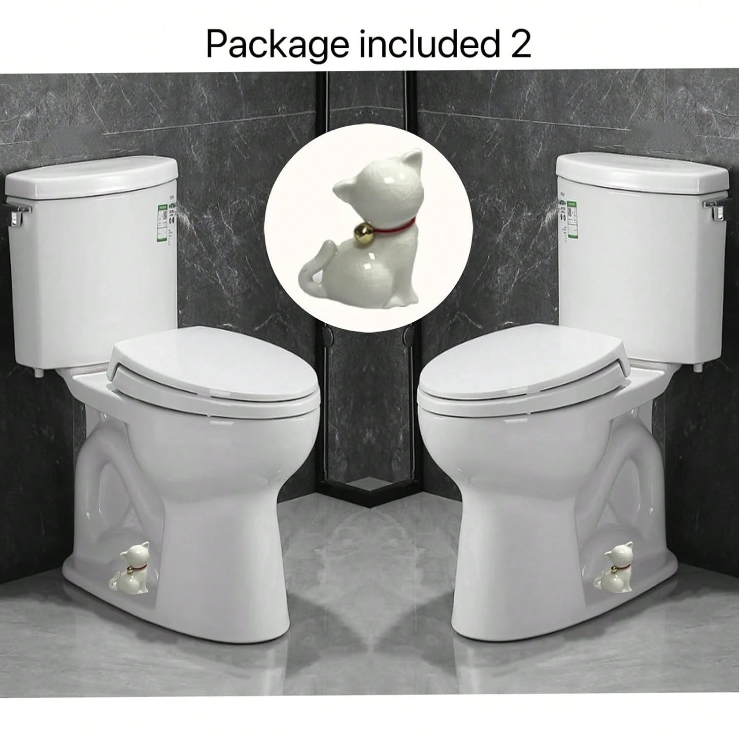 RJINYENS Toilet Bolt Caps, 2 Pcs Ceramic Bunny Decorative Toilet Bolt Covers, Toilet Screw Covers Decorative, Toilet Bolt Figurine, Cute Bathroom