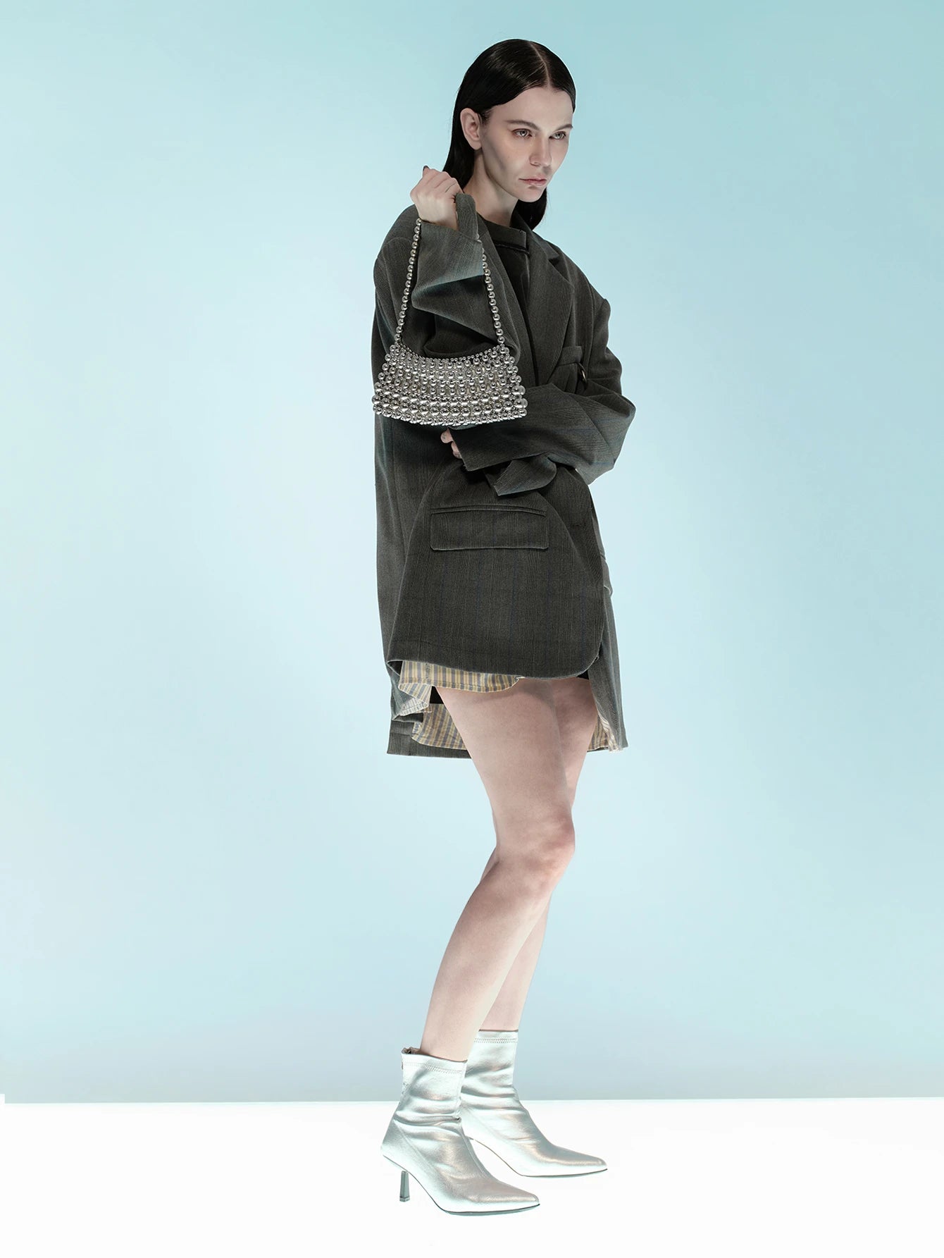 Rollcall Pearl Embellished Oversized Tote Bag, Shoulder Underarm Bag, Elegant Pearl Bag