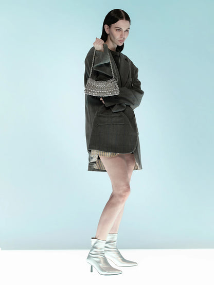 Rollcall Pearl Embellished Oversized Tote Bag, Shoulder Underarm Bag, Elegant Pearl Bag