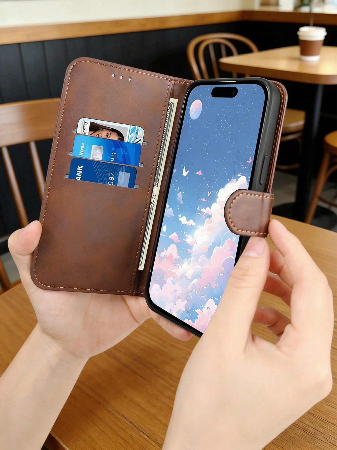 Romantic Cherry Blossom And Butterfly Design, Premium Durable Flip Wallet Phone Case, Compatible With IPhone 16,15,14,13,12 Pro Max,11, With Foldable Stand And Credit Card Slots, Water-Resistant, Shoc