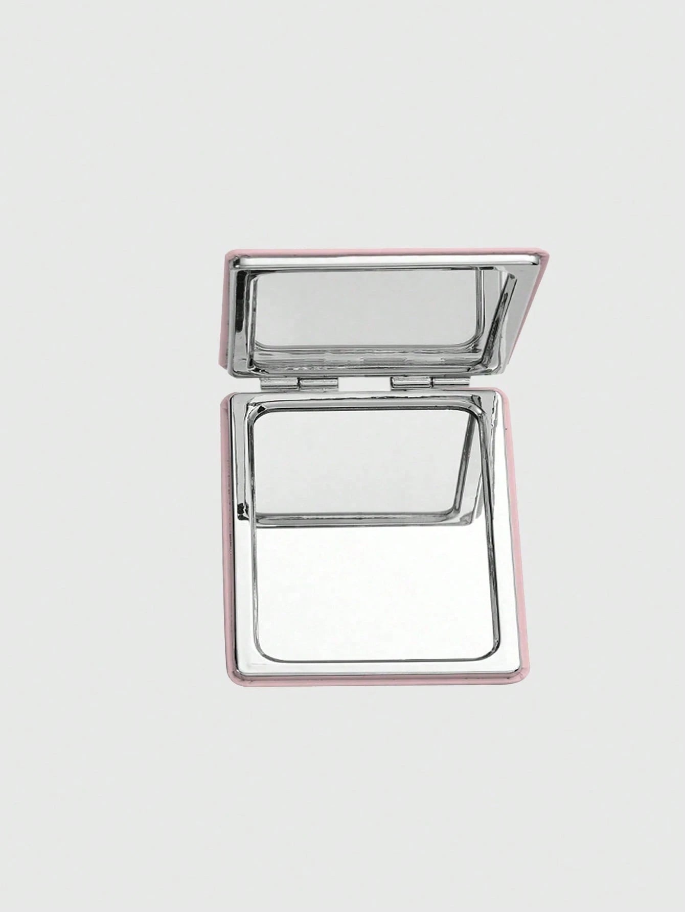 ROMWE 1pc Pink Bow & Heart Pattern Square Makeup Mirror, Portable Handheld Mirror, Suitable For Girls (Pattern Position Random)
