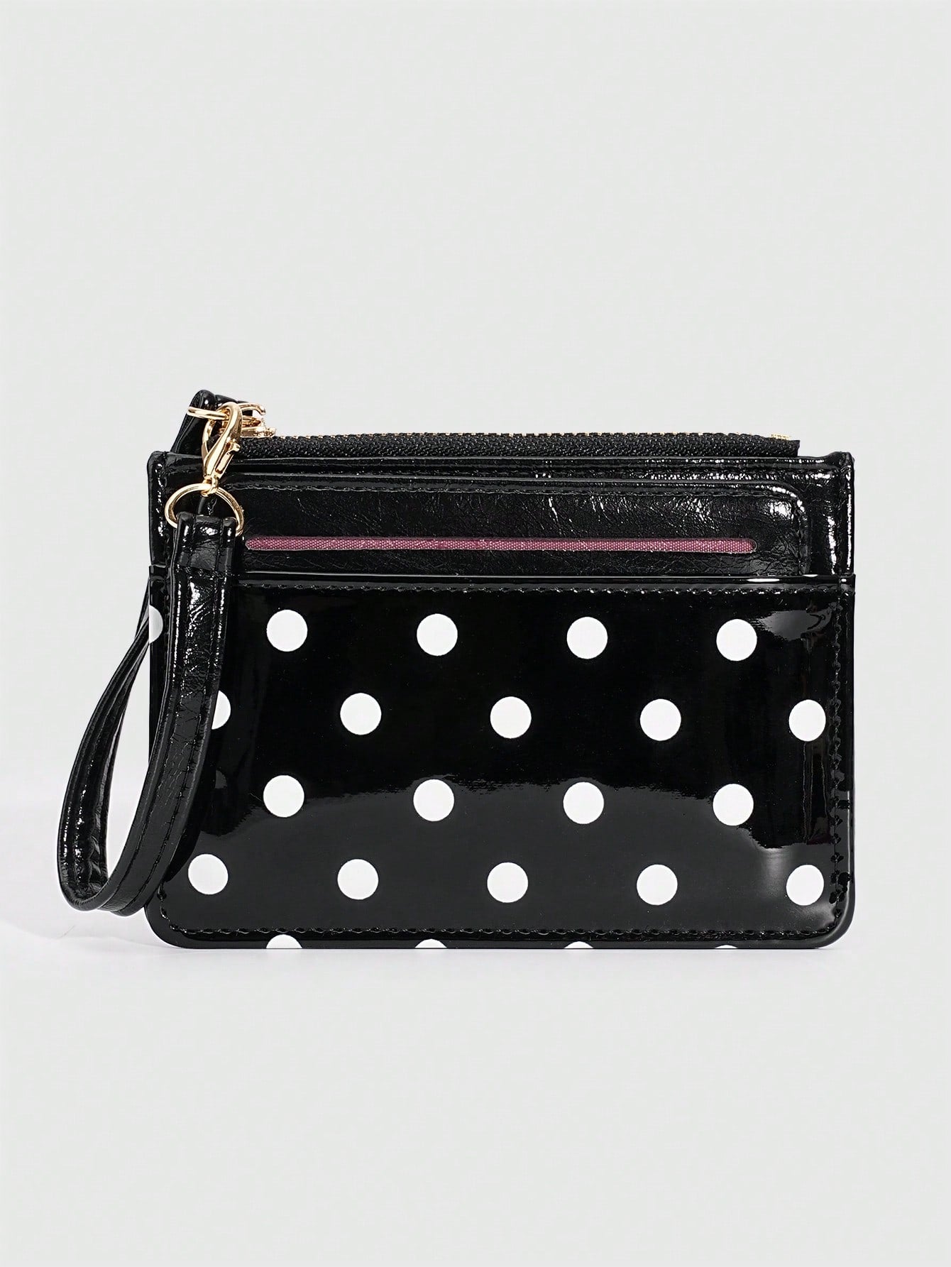 ROMWE 1Pc Y2K Polka Dot Mini Coin Purse, Fashion PU Small Wallet, Kawaii Style Card Holder, ID Document Storage Bag, Detachable Multi-Layer Slim Polka Dot Card Organizer