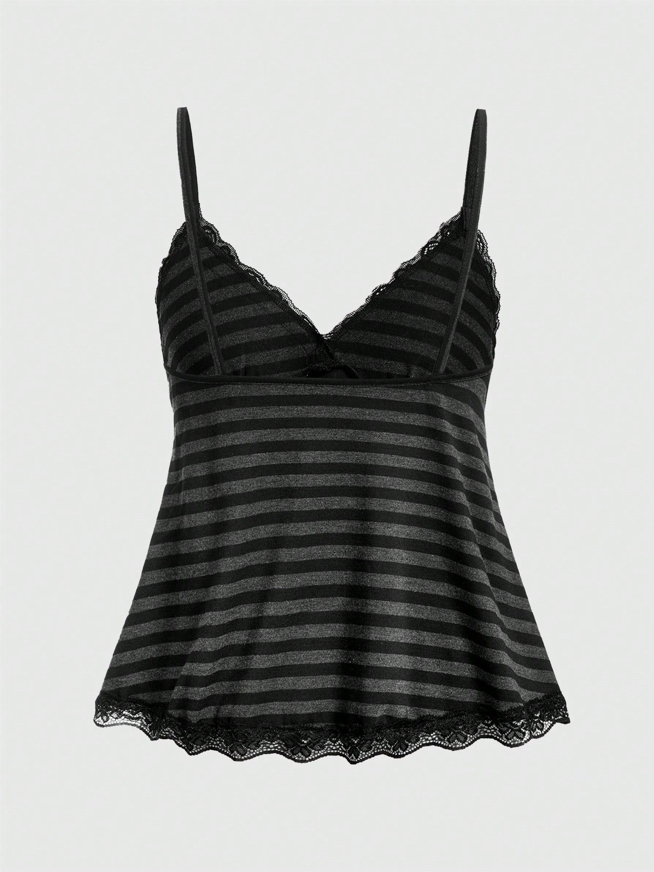 ROMWE Fairycore Striped Contrast Lace Cami Top