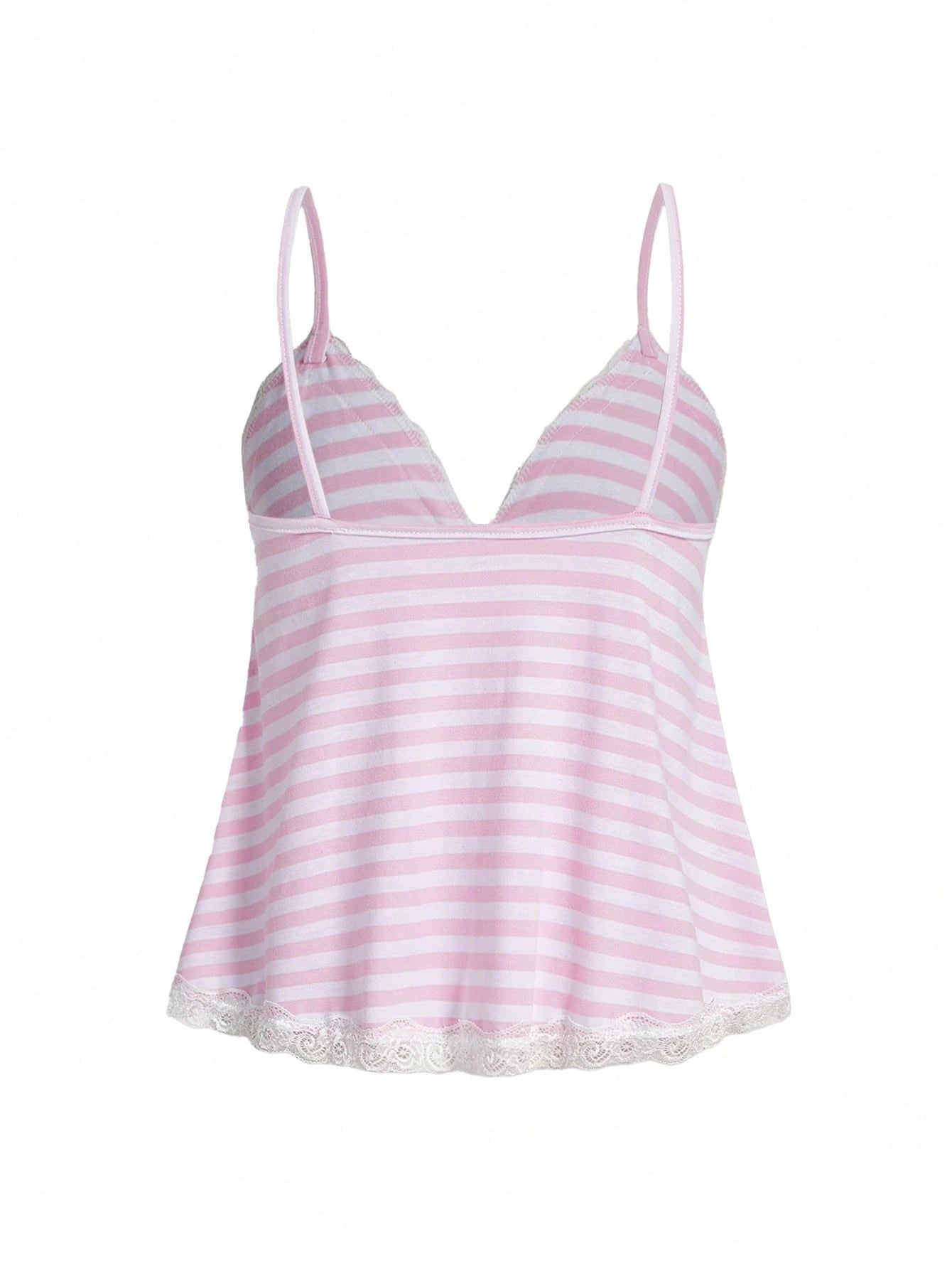 ROMWE Fairycore Striped Contrast Lace Cami Top
