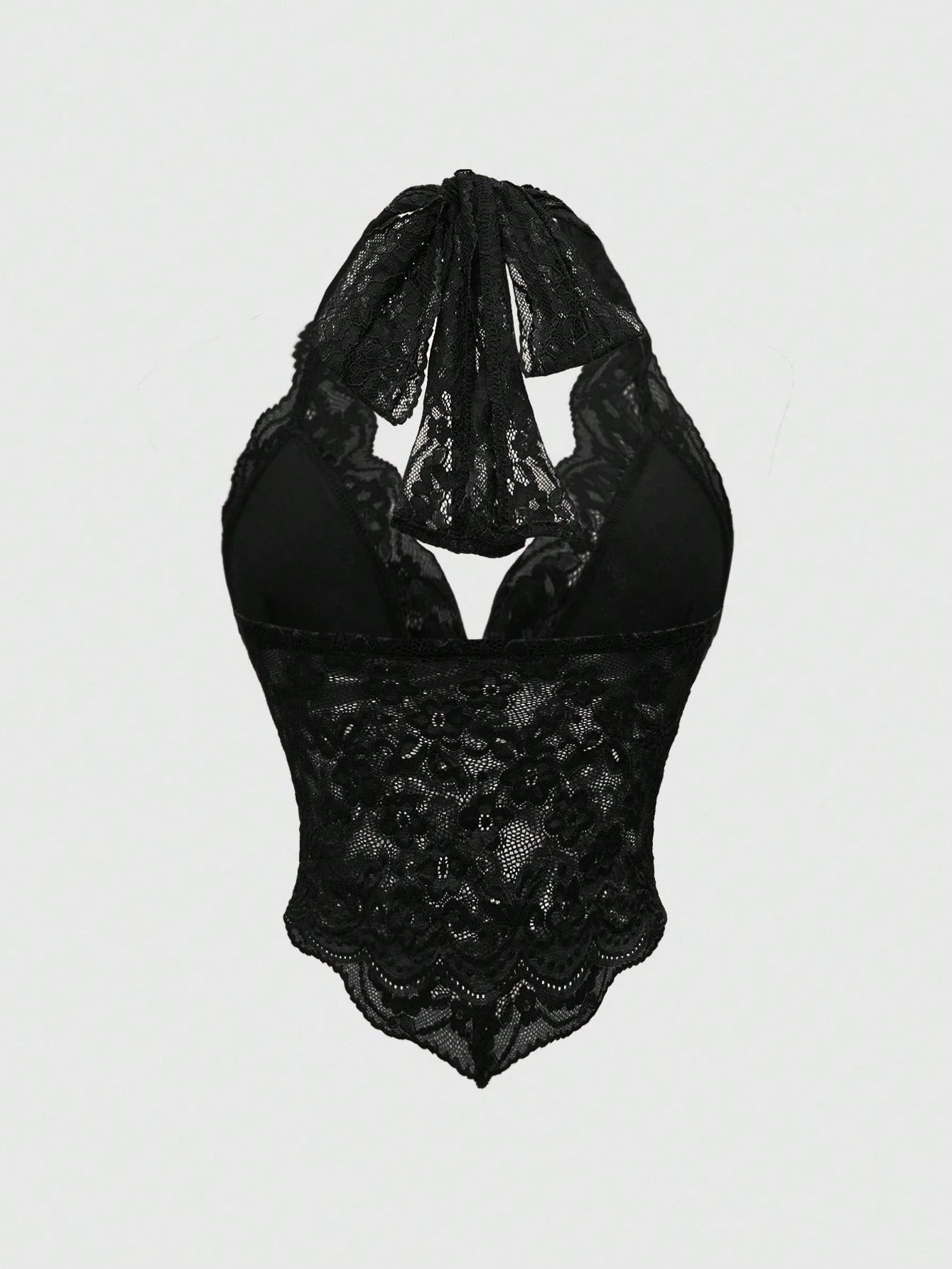 ROMWE Fairycore Women's Solid Color Sexy Lace Halter Neck Camisole