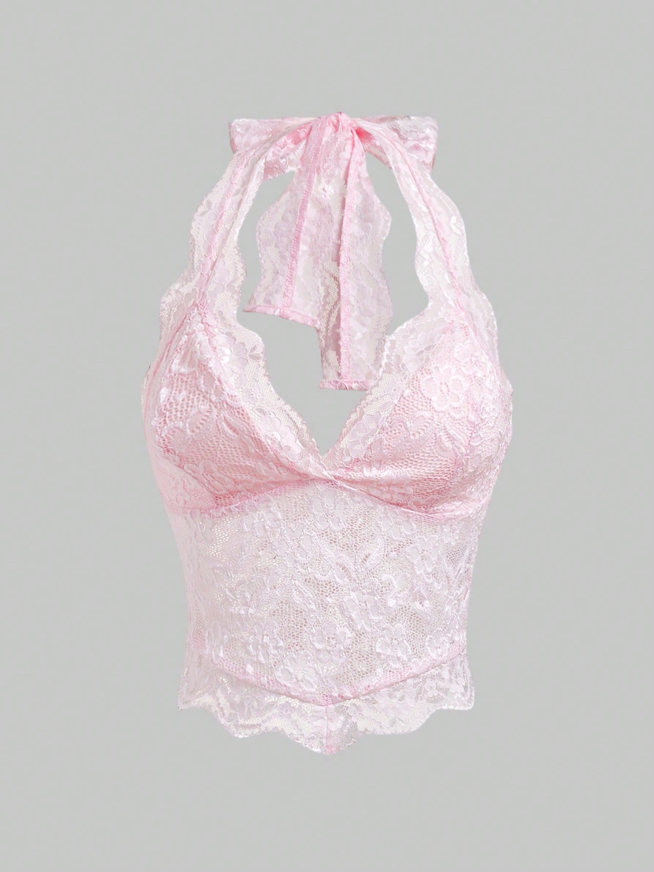 ROMWE Fairycore Women's Solid Color Sexy Lace Halter Neck Camisole