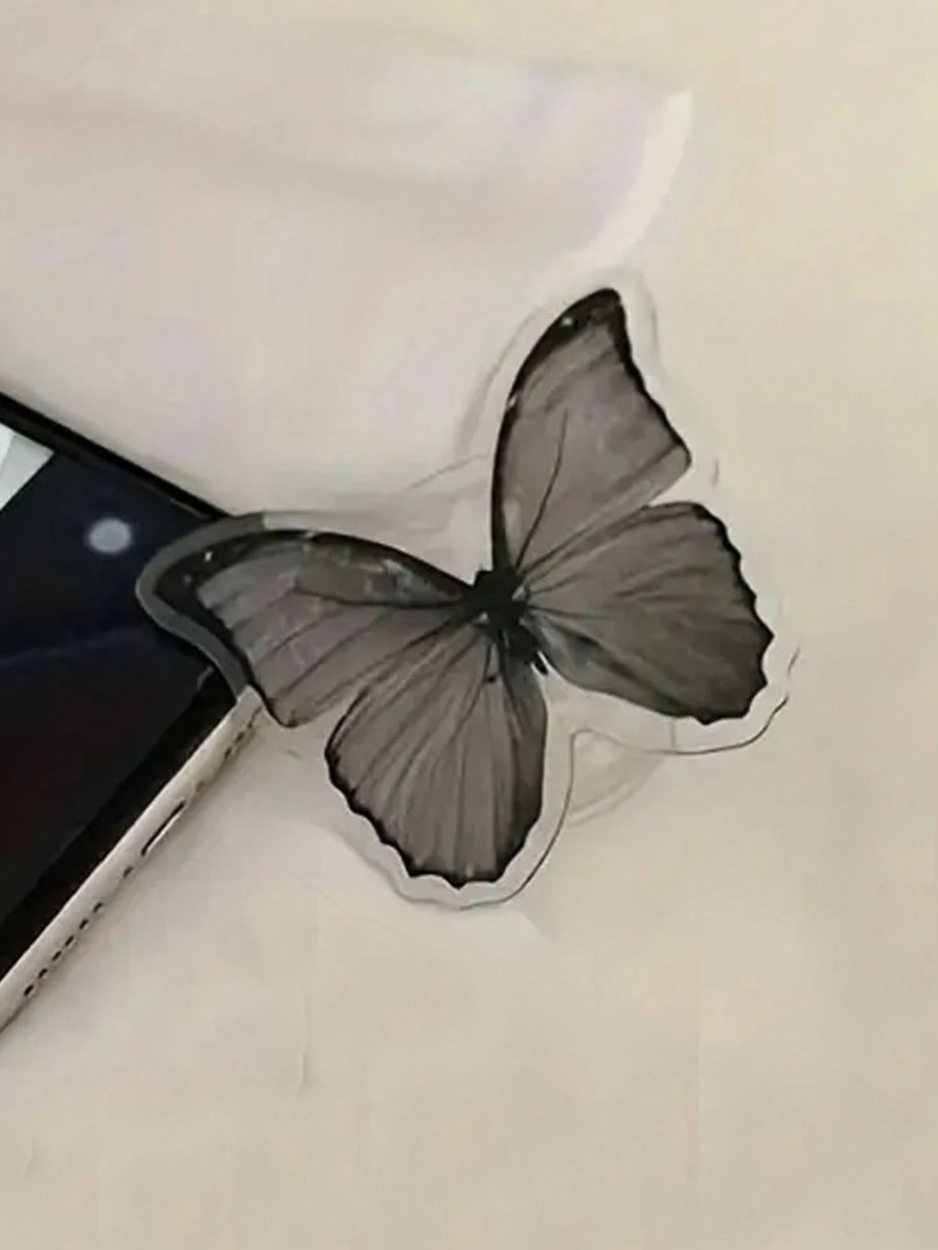 ROMWE Goth Creative Butterfly Back Sticker Push-Pull Mobile Phone Holder, Retractable 360° Rotating Butterfly Slouchy Holder, Universal