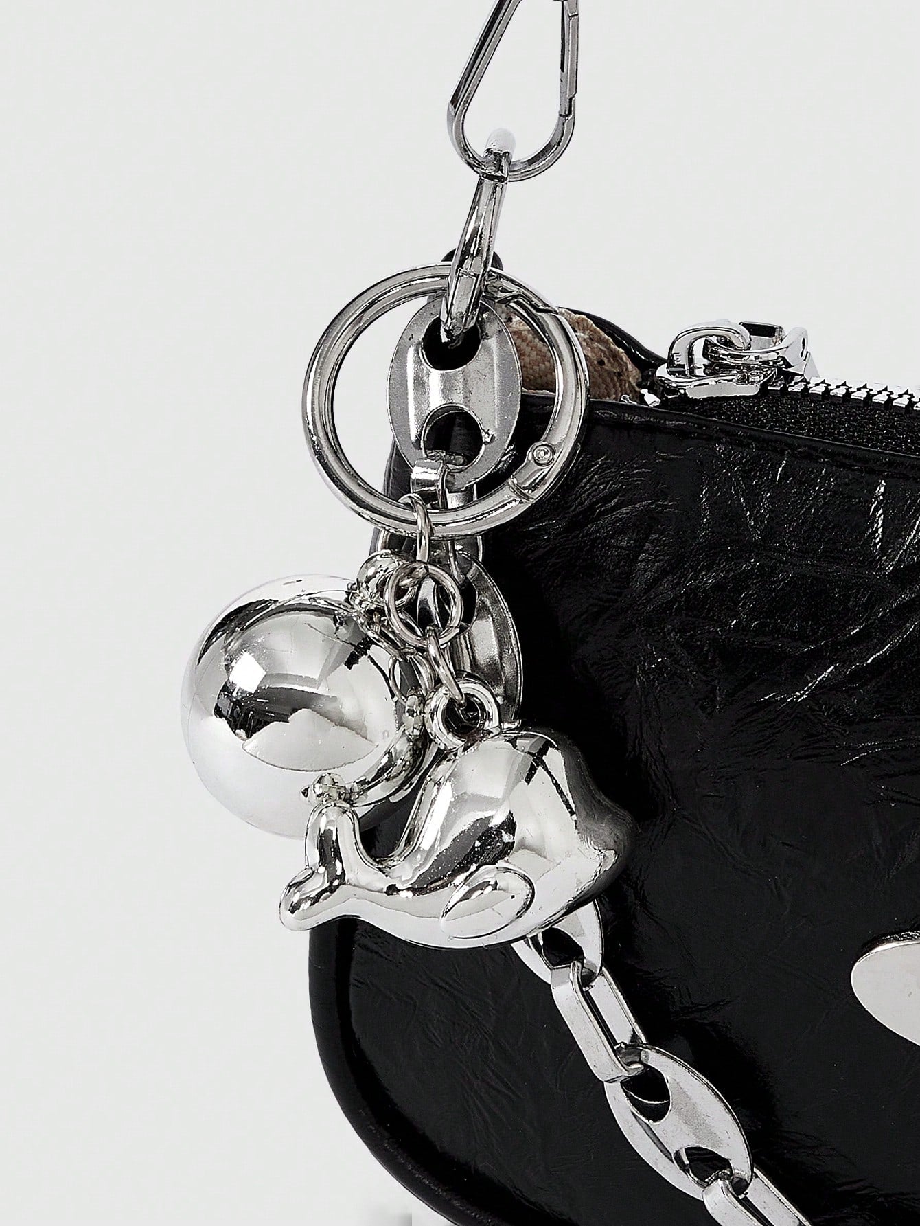 ROMWE Grunge Punk Fashionable Women's Square Crossbody Bag, PU Material, Metal Star Decor, Chain Strap, Ball Decor, Y2K Metallic Vibe, Suitable For Daily Use, Work Commute, Gift For Friends, Holiday