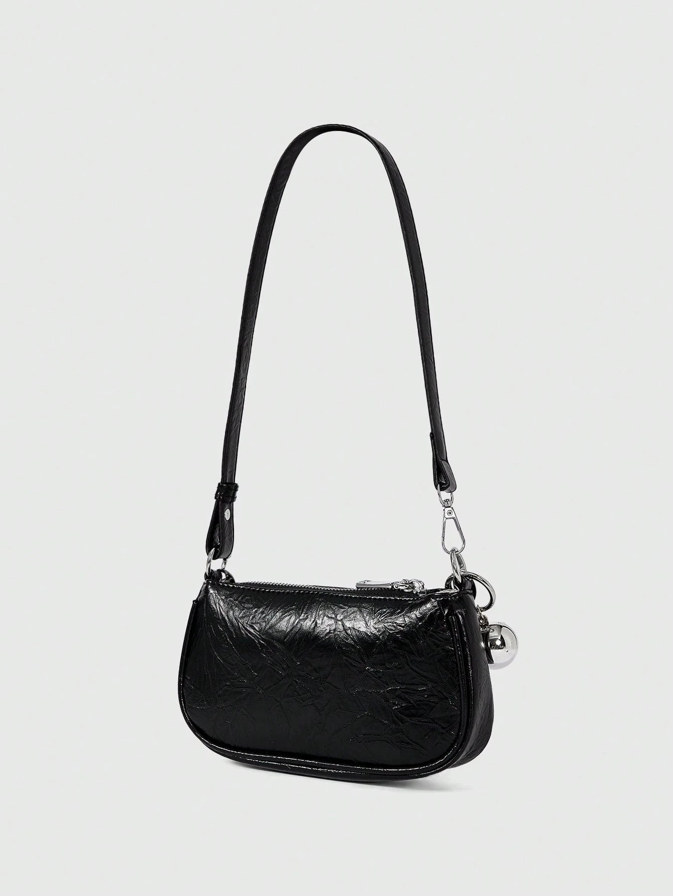 ROMWE Grunge Punk Fashionable Women's Square Crossbody Bag, PU Material, Metal Star Decor, Chain Strap, Ball Decor, Y2K Metallic Vibe, Suitable For Daily Use, Work Commute, Gift For Friends, Holiday