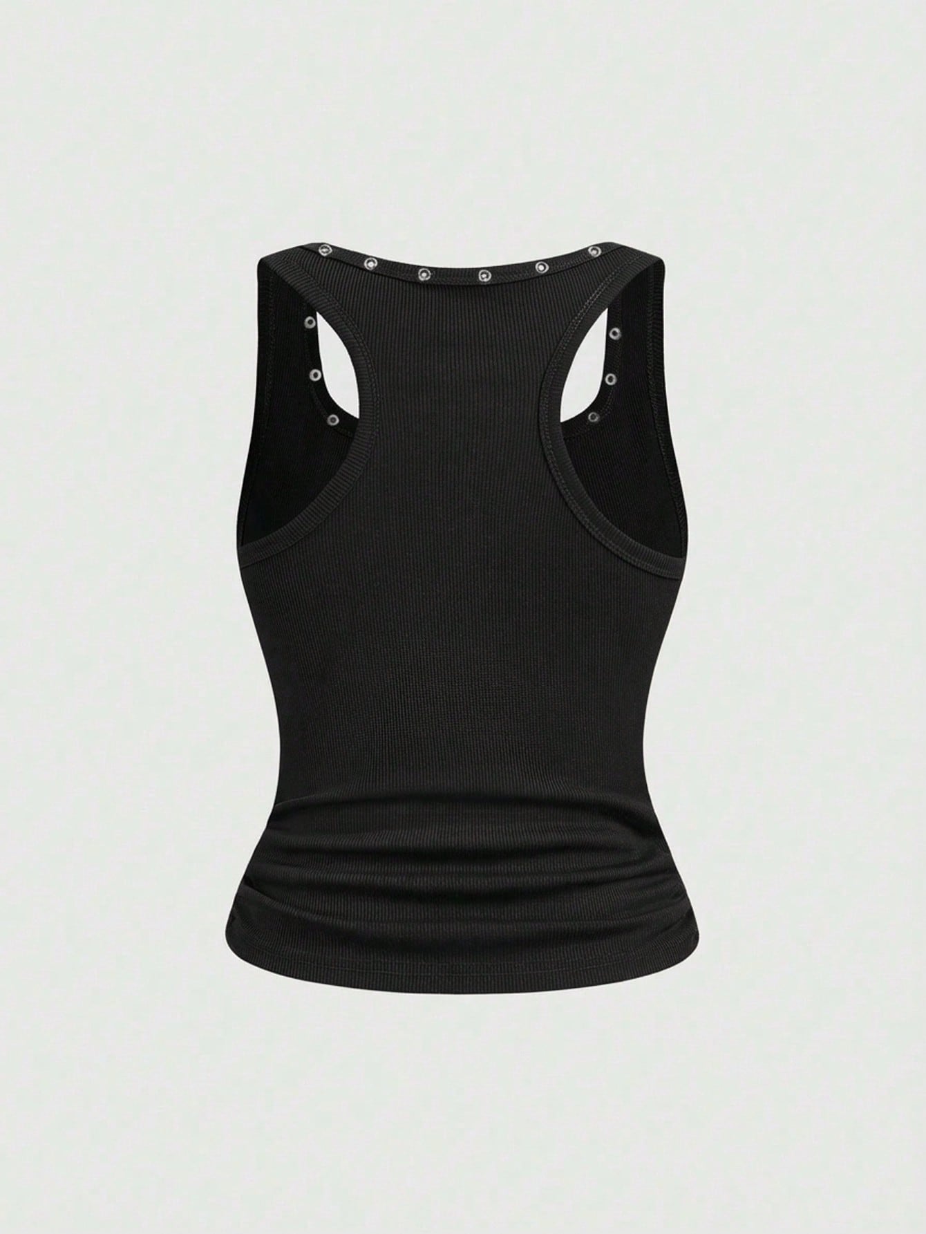 ROMWE Grunge Punk Grunge Style Distressed Vintage Punk Metal Rivet Embroidered Patch Tight Fit Women Tank Top