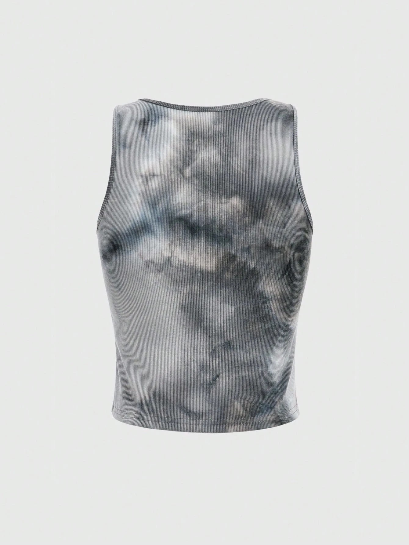 ROMWE Grunge Punk Kpop Tie Dye Eye & Letter Graphic Tank Top, School
