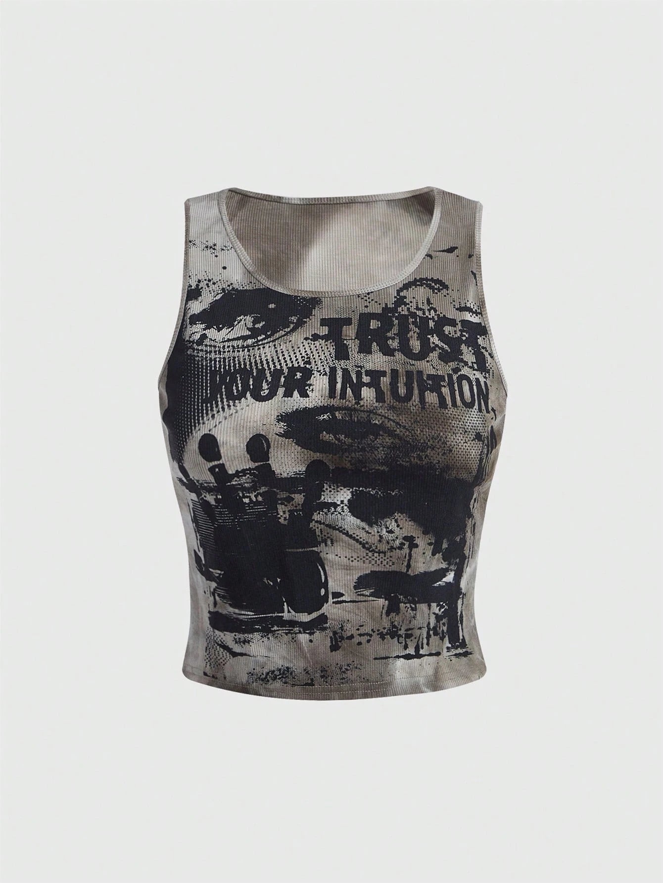 ROMWE Grunge Punk Kpop Tie Dye Eye & Letter Graphic Tank Top, School