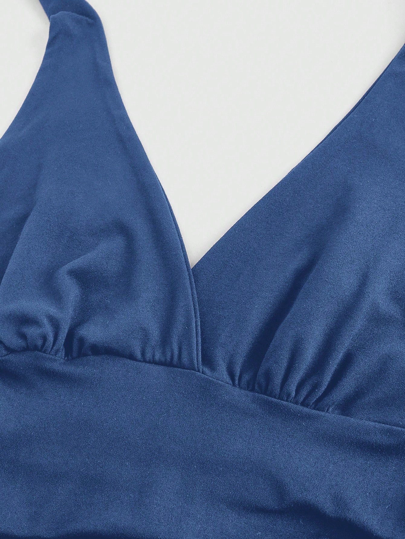 ROMWE Grunge Punk Spring/Summer Carnival Party Casual Women's Sexy Solid Color Open Back Halter Neck Blue Sleeveless Top, Summer