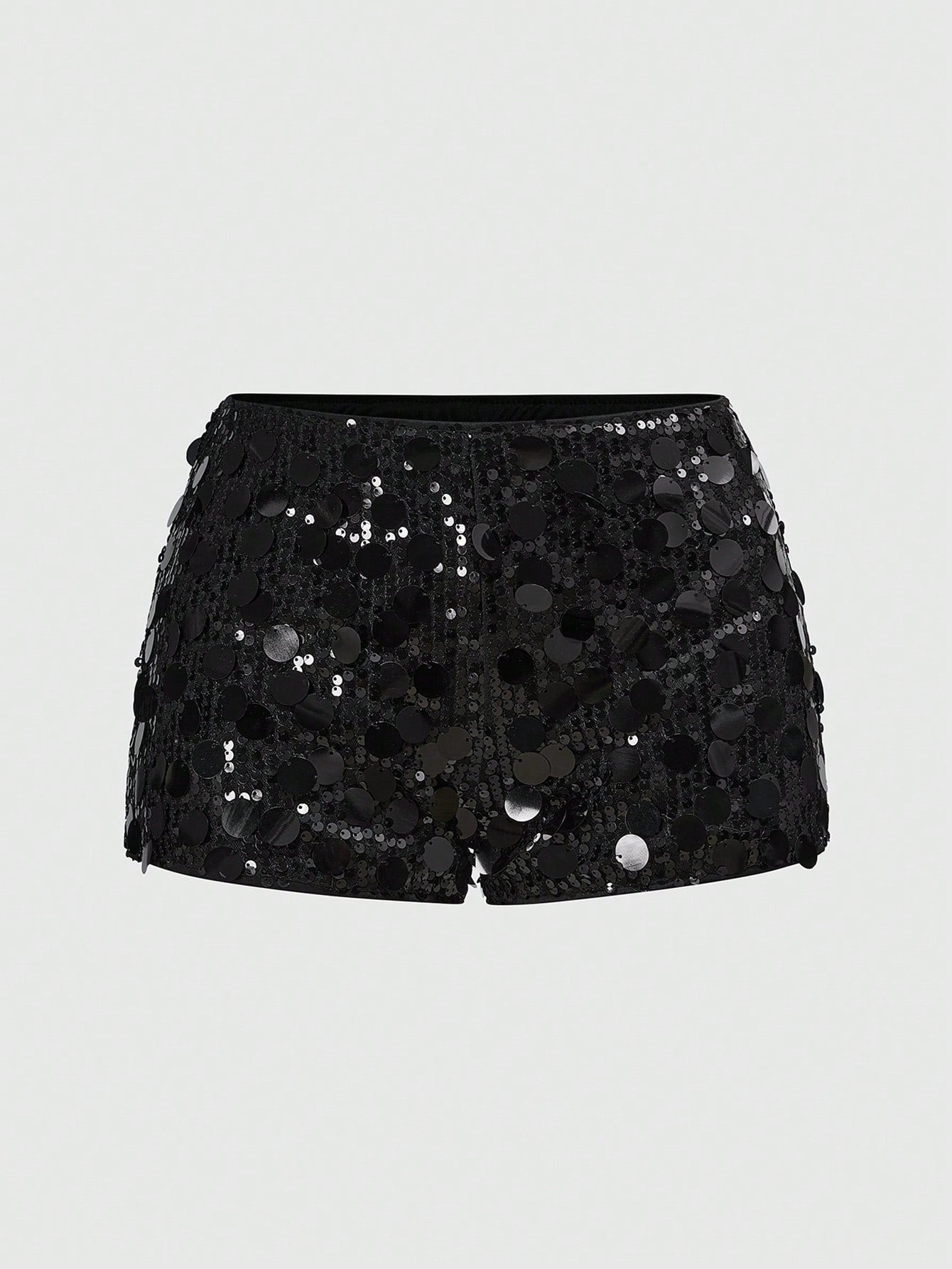 ROMWE Grunge Punk Spring/Summer Carnival Party Luxury Sequin Women's Sexy Super Low Waist Glitter Sequin Mini Shorts, Suitable For Summer Beach, Graduation, Easter, Concert, Nashville Vacation, Prom