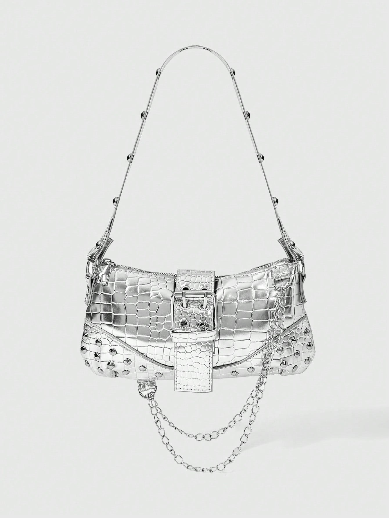 ROMWE Grunge Punk Women's Star Pattern Y2K Shoulder Bag, Minimalist Large Capacity Handbag, Travel Tote, Fashion Evening Clutch, Party Square Handbag & Crossbody Bag, Suitable For Wedding, Party, Gala