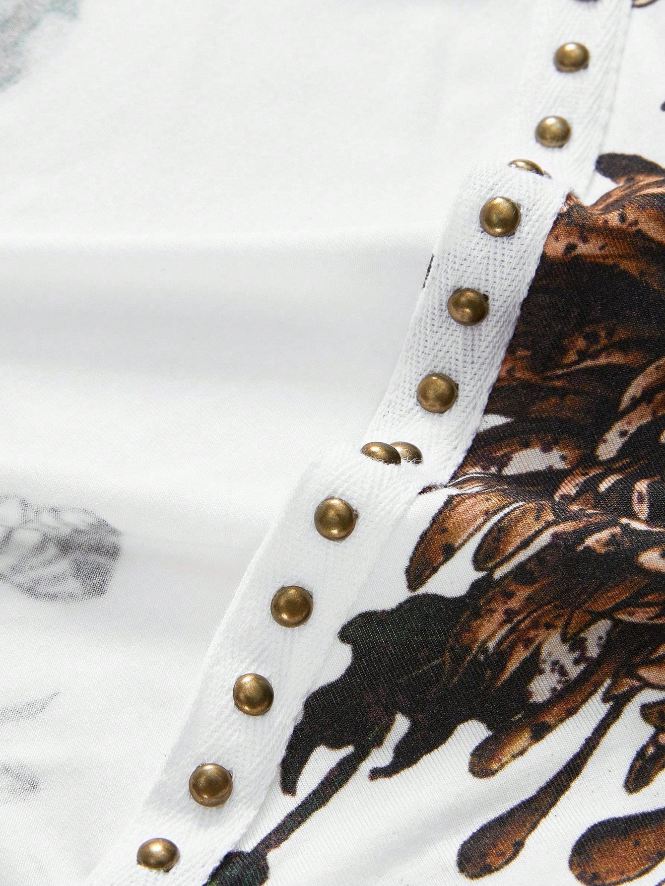 ROMWE Grunge Punk Y2K Vintage Rivet Retro Tiger Head & Geisha Print Rhinestone Sexy Deep Draped Neck Camisole For Women