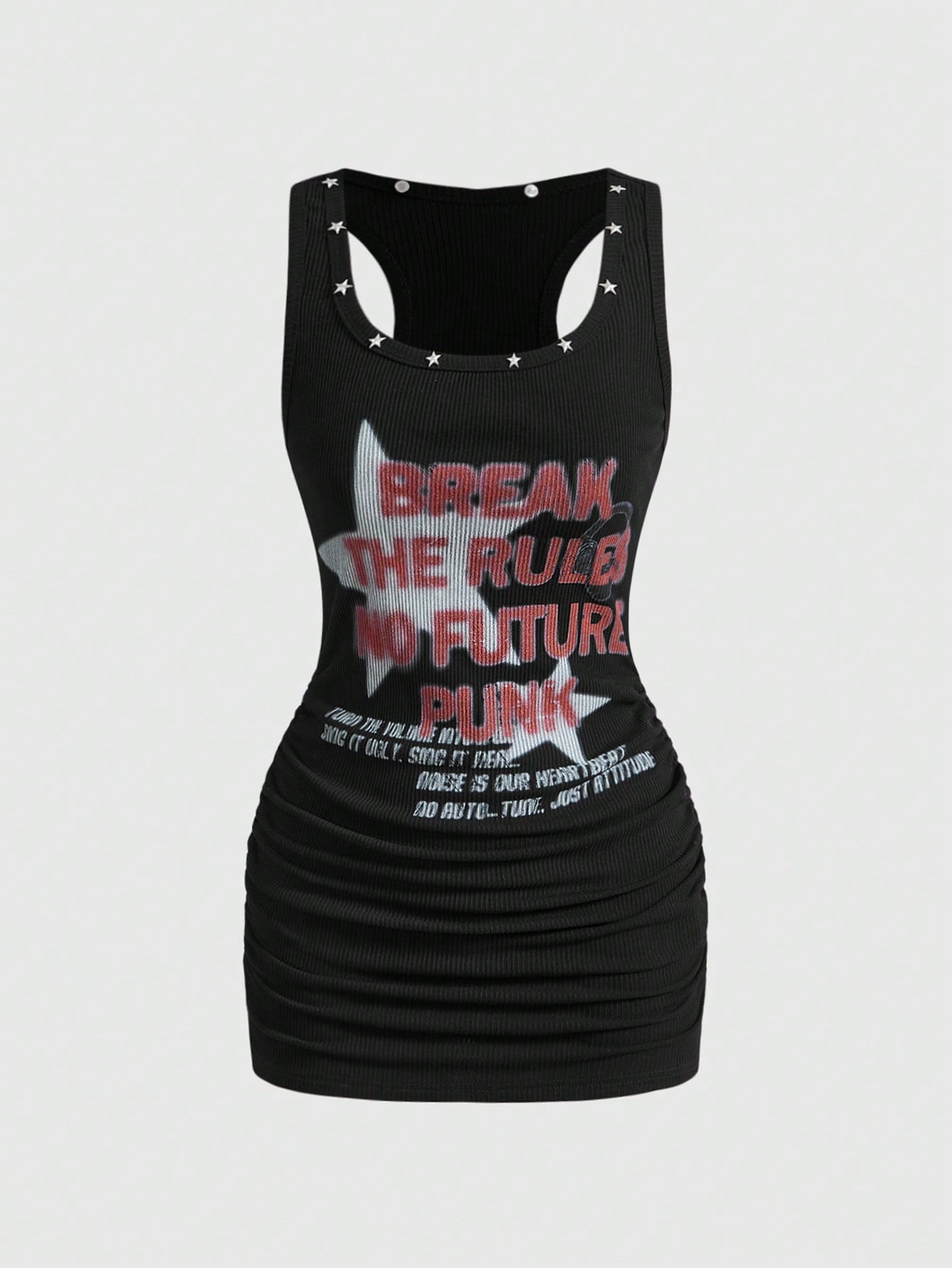 ROMWE Street Life Women's PUNK Music Festival Star Print Mini Dress