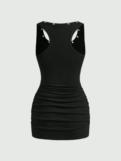 ROMWE Street Life Women's PUNK Music Festival Star Print Mini Dress