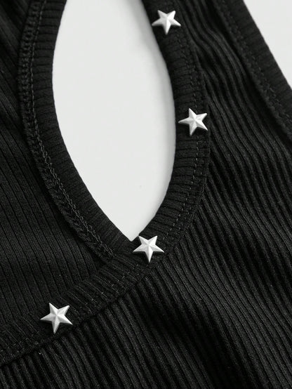 ROMWE Street Life Women's PUNK Music Festival Star Print Mini Dress