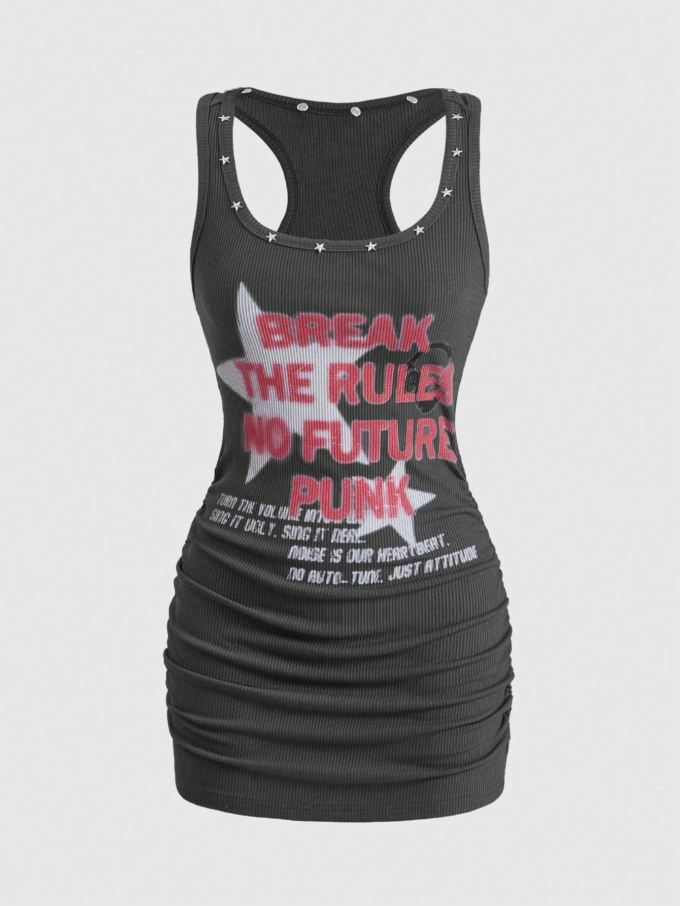 ROMWE Street Life Women's PUNK Music Festival Star Print Mini Dress