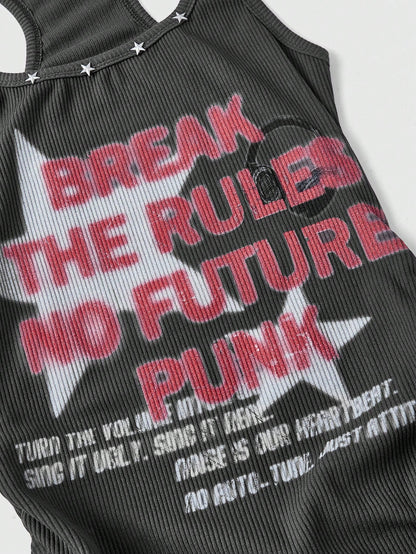 ROMWE Street Life Women's PUNK Music Festival Star Print Mini Dress