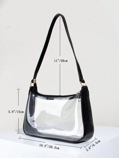 ROMWE World Cup Clear Bag, Stadium Approved 12 X 12 X 6 Clear Transparent Purse Bag For Concerts Sports Events Festivals, Beach Bags